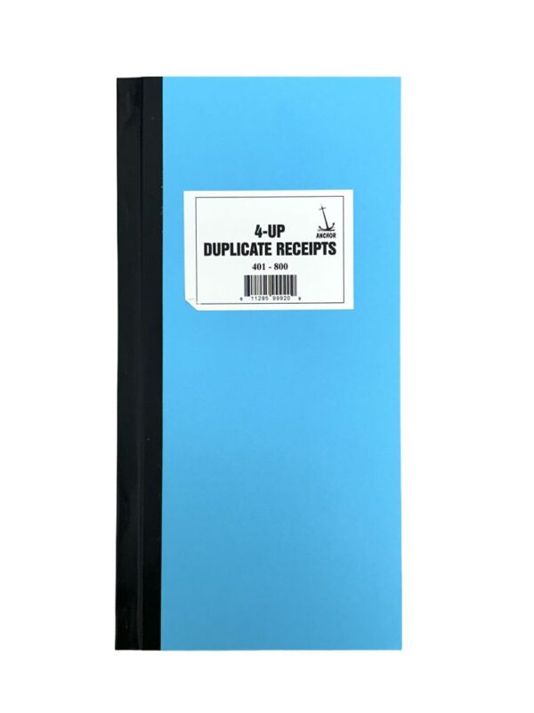 Anchor Hard Cover Receipt Book 4Up-400s