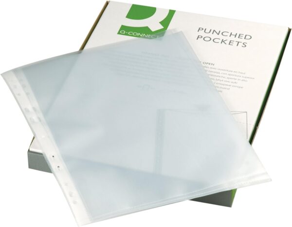 Q Connect Punched Pocket A4 Clear Pk/100