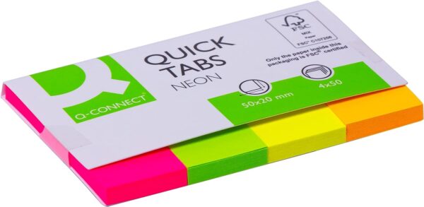 Q Connect Quick Tabs 20x50 Neon