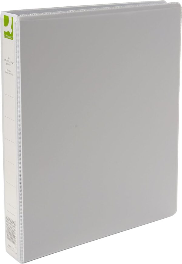 Q Connect Pres Binder 4 Ring A4 Wht 25mm