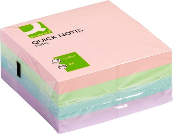Q Connect Stick Note Cube Pastel Cols