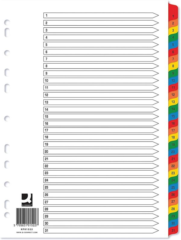 Q Connect Indexes 1-31 Multicolour A4
