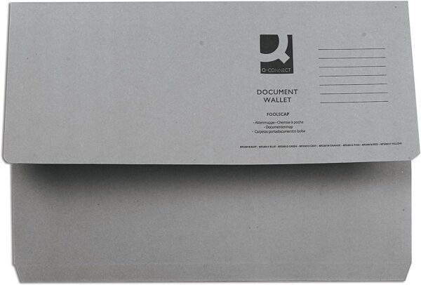 Q Connect Document Wallet F/Cap Grey