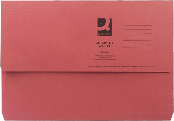 Q Connect Document Wallet F/Cap Red