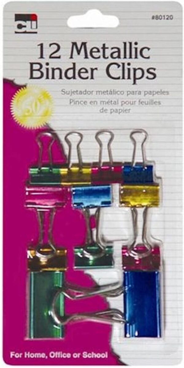 Charles Leonard Binder Clip Metalic Asst Sizes