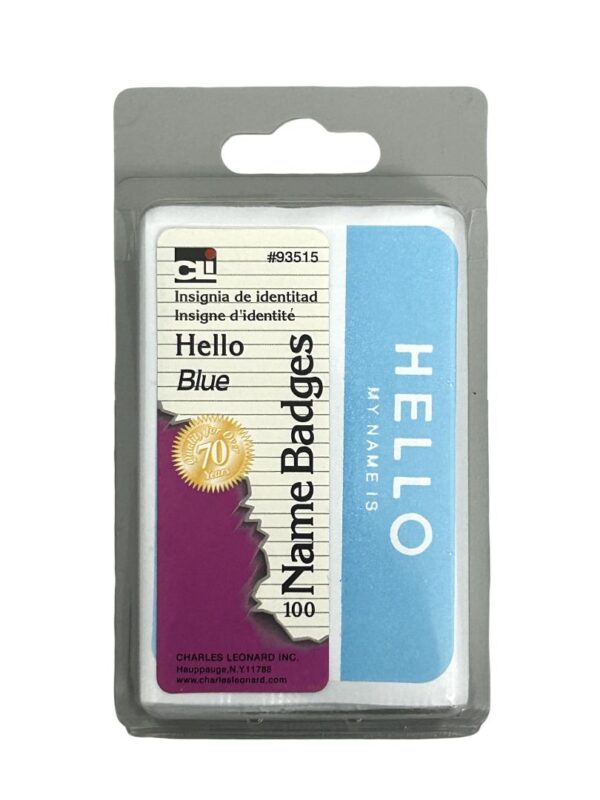 Charles Leonard Name Badge Hello Blue