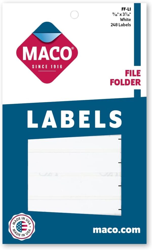Maco File Folder Label White Pk/248