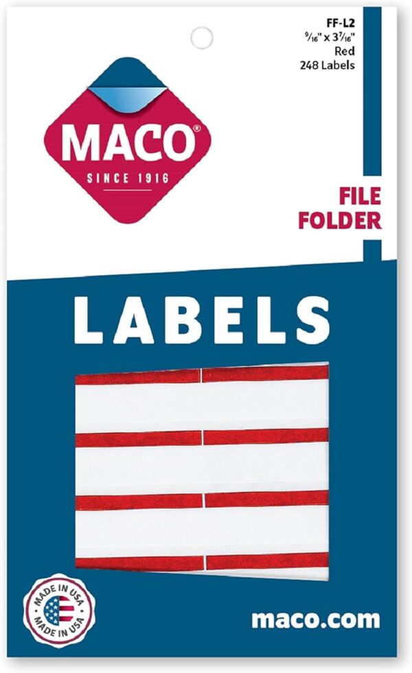 Maco File Folder Labels Red Pk/248
