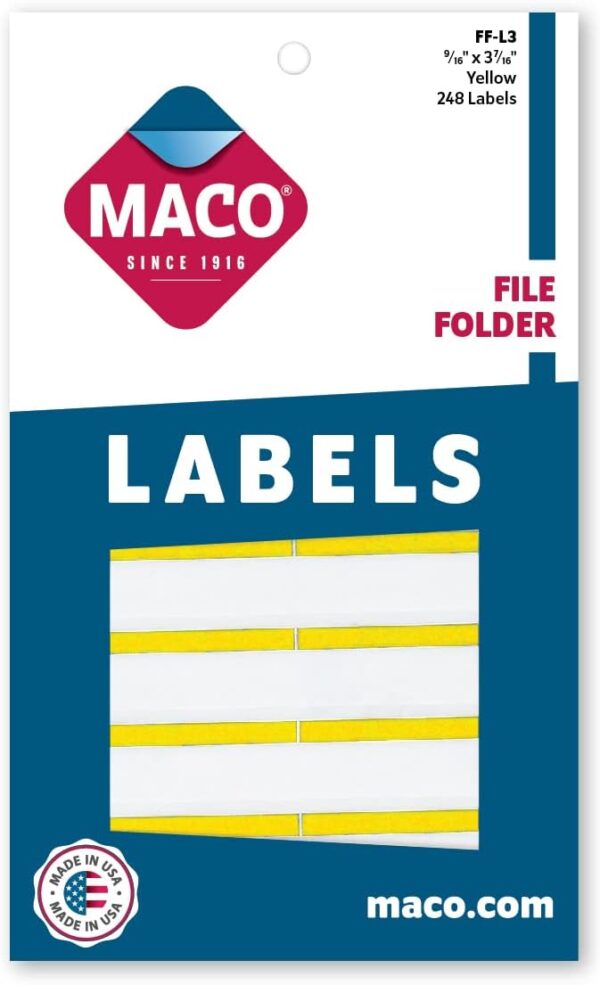 Maco File Folder Labels Yellow Pk/248