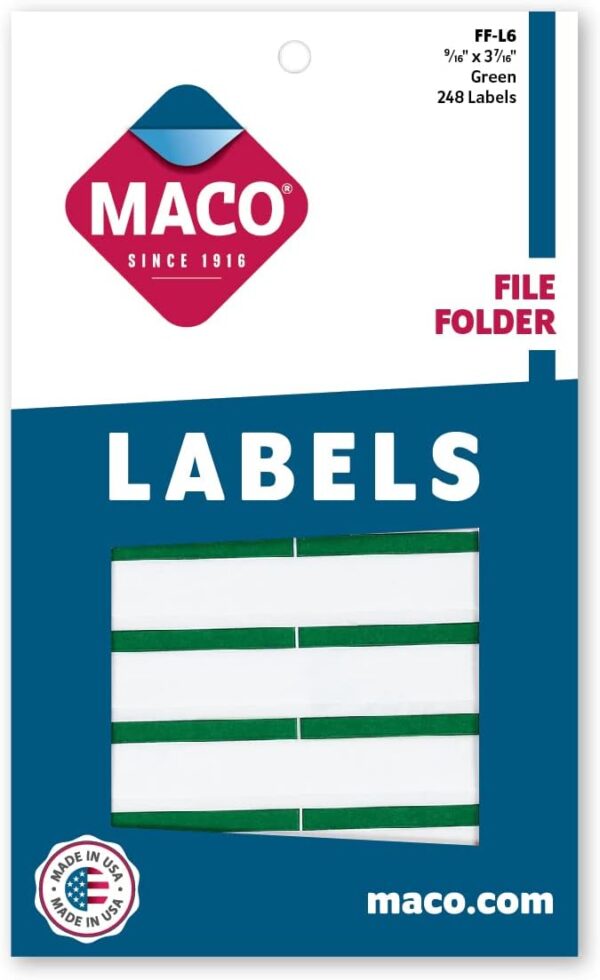 Maco File Folder Labels Green Pk/248
