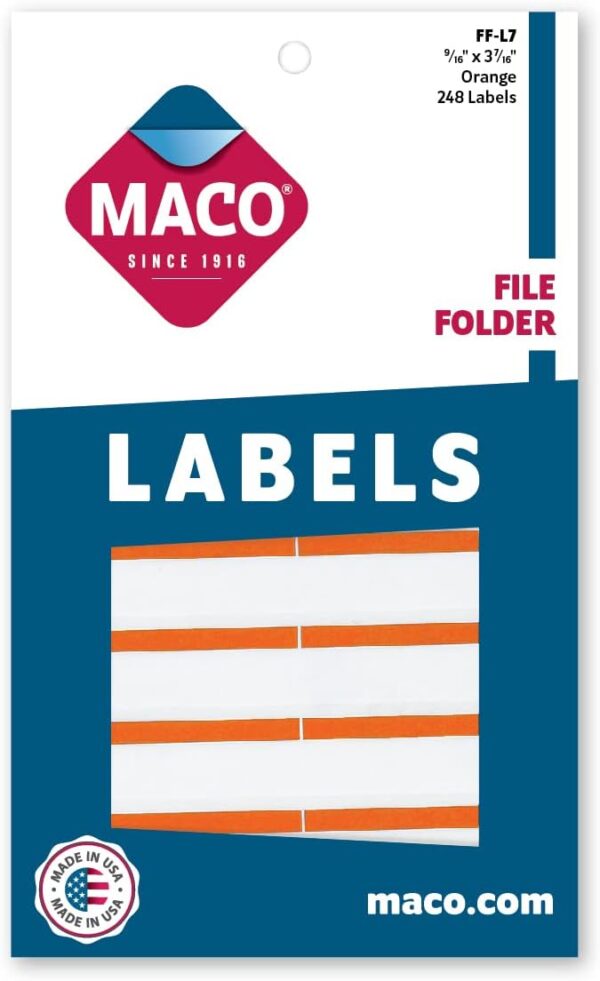 Maco File Folder Labels Orange Pk/248