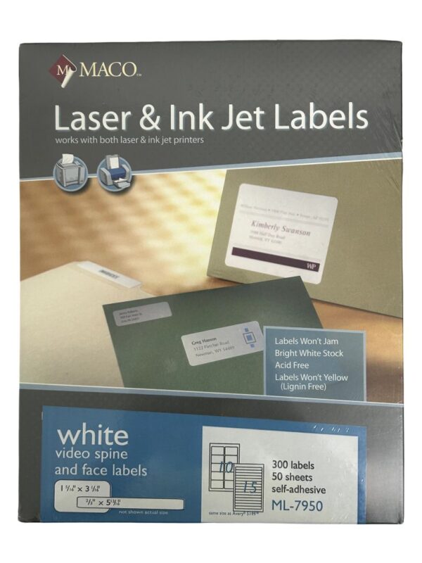 Maco laser/Inkjet Video Labels White