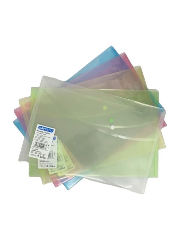 Rapesco Popper Wallet Foolscap Pastel Assorted Col