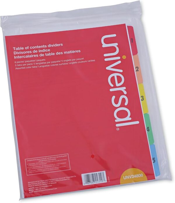 Unv Indexes 1-5 Coloured 6Sets/Pk