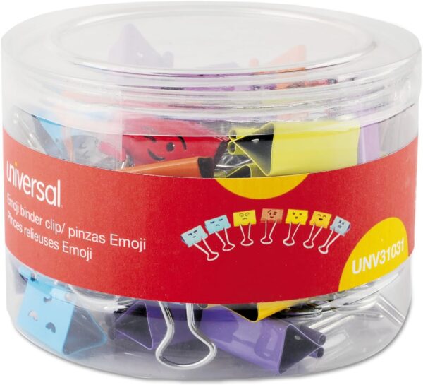 Unv Binder Clips Assorted Emoji