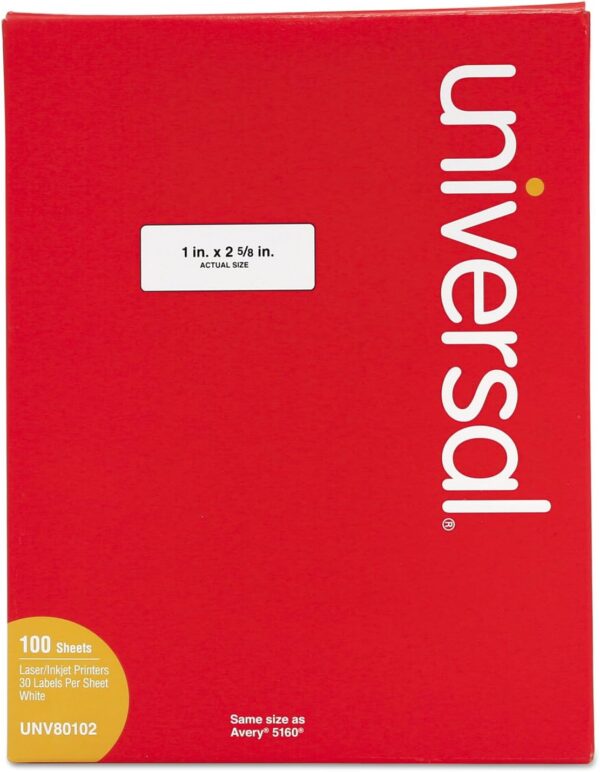 Unv Laser/Inkjet Labels 1x 2 5/8 White