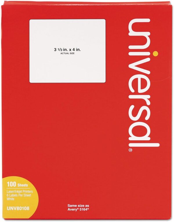 Unv Laser/Inkjet Labels 3 1/3x4 White