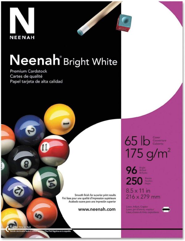 Neenah Bright White Card Stock 65lb  8.5x11 Pk/250
