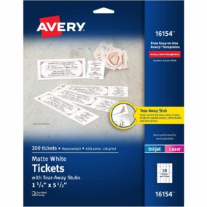 Avery Printable Tickets 5 1/2 x 1 3/4 White