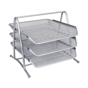 Q Connect Mesh 3 Tier Letter Tray Silver