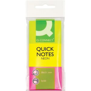 Q Connect Stick Note Neon 1.5x2 3/Pk