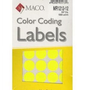 Maco Color Coding Round Labels 3/4 Y/Glo Pk/1000