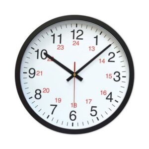 Unv Wall Clock 12-24Hr Black