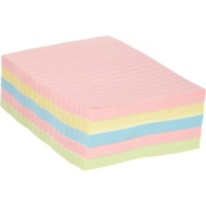 Unv Stick Note Ruled  4 x 6 Ast Cols