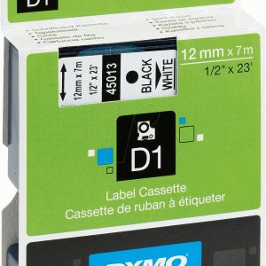 Dymo Label Tape 1/2" Blk/White