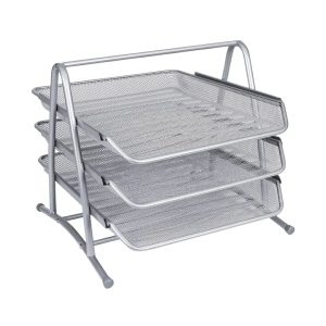 Q Connect Mesh 3 Tier Letter Tray Silver