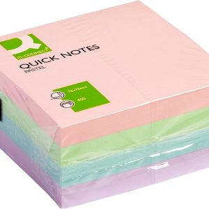 Q Connect Stick Note Cube Pastel Cols