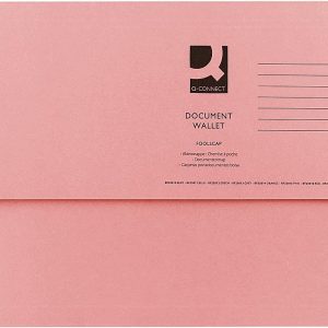 Q Connect Document Wallet F/Cap Pink