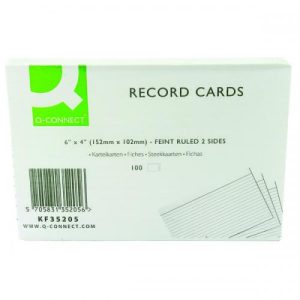 Q Connect Record Card 6" X 4" Ruled