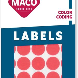 Maco Color Coding Round Labels 3/4 R/Glo Pk/1000