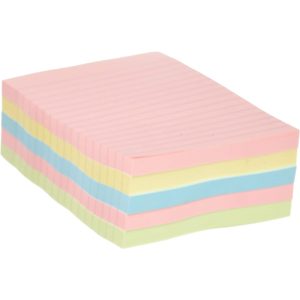 Unv Stick Note Ruled  4 x 6 Ast Cols