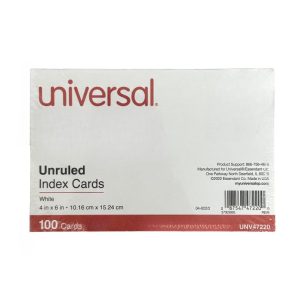 Unv Index Cards White 4 x 6 Plain