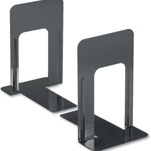 Unv Nonskid Metal Book Ends 9" Black