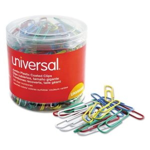 Unv Paper Clips Vinyl Jumbo 250/Tub
