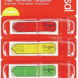 Unv Tape Flag Sign Here Assorted