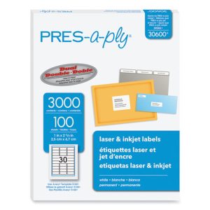 Avery Pres-A-Ply Laser/Inkjet Label 1 x 2 5/8 Wh