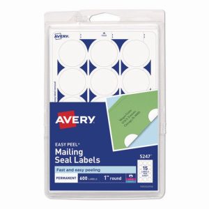 Avery Permanent Mailing Seals 1" White