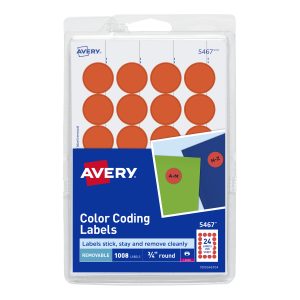 Avery Color Coding Labels 3/4 Red Neon