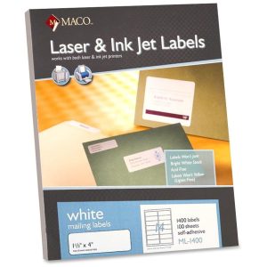 Maco Laser/Inkjet Labels (1 1/3 x 4) White