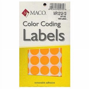 Maco Color Coding Round Labels 3/4 O/Glo Pk/1000