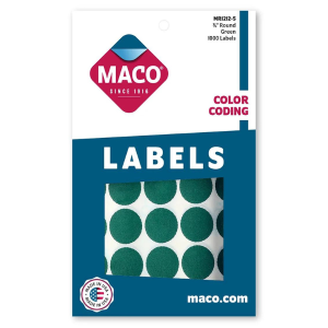 Maco Color Coding Round Labels 3/4 Green Pk/1000